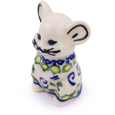 Polish Pottery Mouse Figurine 3&quot; Star Gazer