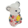 Polish Pottery Mouse Figurine 3" Starburst Blooms