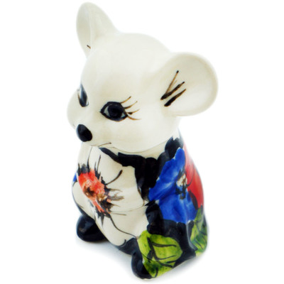Polish Pottery Mouse Figurine 3&quot; White Provence UNIKAT
