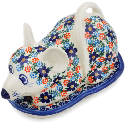 Polish Pottery Mouse Shaped Butter Dish Nature&#039;s Best