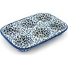 Polish Pottery Muffin Pan 11&quot; Blue Confetti