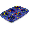 Polish Pottery Muffin Pan 11&quot; Colourful Dot Show UNIKAT