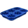 Polish Pottery Muffin Pan 11&quot; Deep Into The Blue Sea