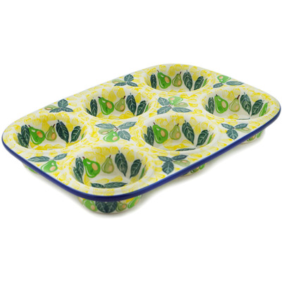 Polish Pottery Muffin Pan 11&quot; Fresh Pear