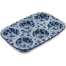 Polish Pottery Muffin Pan 11&quot; Misty Dragonfly
