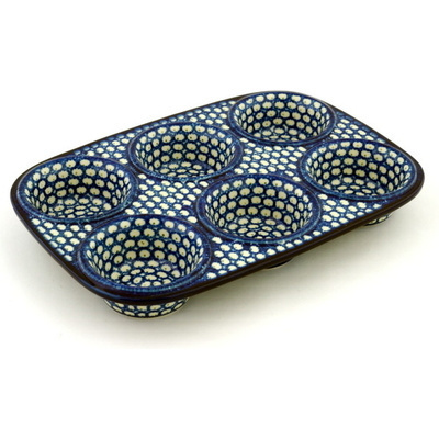 Polish Pottery Muffin Pan 11&quot; Stepping Stones