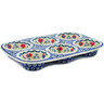 Polish Pottery Muffin Pan 13&quot; Full Blossom