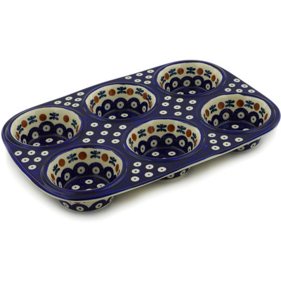 Polish Pottery Muffin Pan 13&quot; Mosquito
