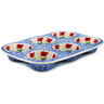 Polish Pottery Muffin Pan 13&quot; Wind-blown Poppies
