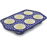 Polish Pottery Muffin Pan 14&quot; Blue Eyes