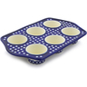 Polish Pottery Muffin Pan 14&quot; Blue Eyes