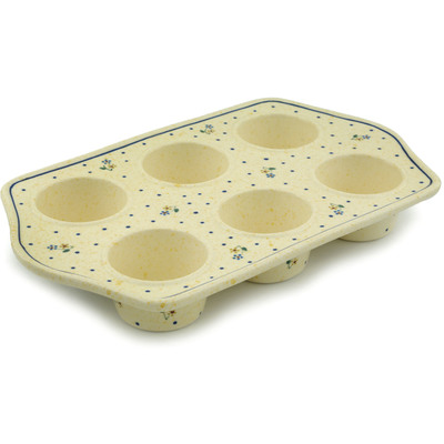 Polish Pottery Muffin Pan 14&quot; Country Meadow