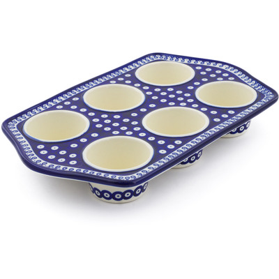Polish Pottery Muffin Pan 14&quot; Merry Go Round