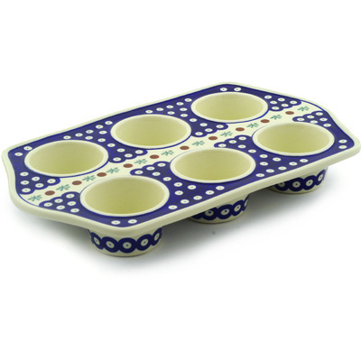 Polish Pottery Muffin Pan 14&quot; Mosquito