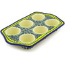 Polish Pottery Muffin Pan 14&quot; Peacock Bumble Bee