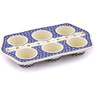 Polish Pottery Muffin Pan 14&quot; Sweet Red Flower
