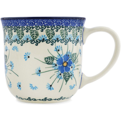 Polish Pottery Mug 0oz Forget Me Not UNIKAT