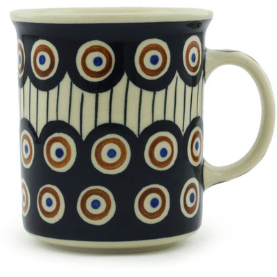 Polish Pottery Mug 10 oz Black Peacock