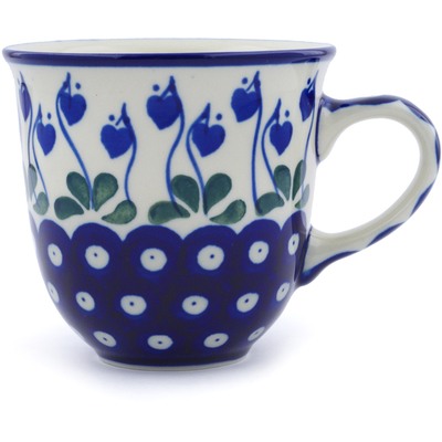 Polish Pottery Mug 10 oz Bleeding Heart Peacock