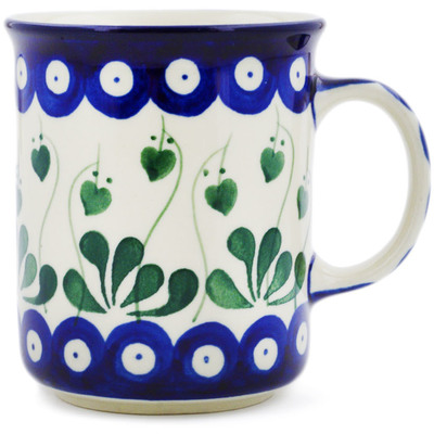 Polish Pottery Mug 10 oz Bleeding Heart Peacock