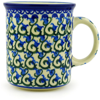 Polish Pottery Mug 10 oz Blue Bell Vine