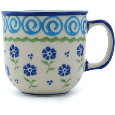 Polish Pottery Mug 10 oz Blue Bursts