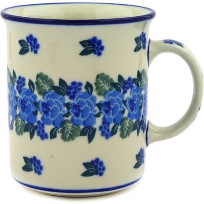 Polish Pottery Mug 10 oz Blue Carnation