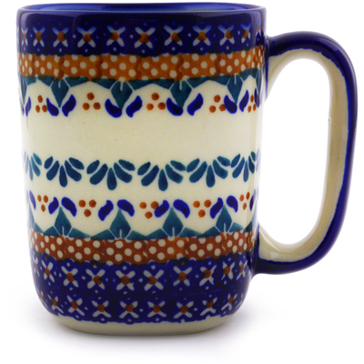Polish Pottery Mug 10 oz Blue Cress