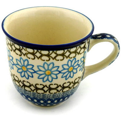 Polish Pottery Mug 10 oz Blue Daisy Chain