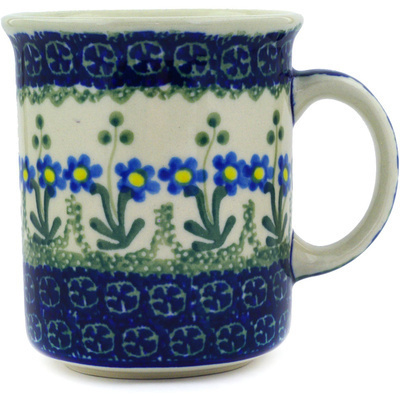 Polish Pottery Mug 10 oz Blue Daisy Circle