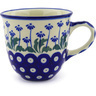 Polish Pottery Mug 10 oz Blue Daisy Peacock