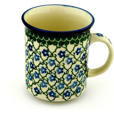 Polish Pottery Mug 10 oz Blue Daisy Trellis
