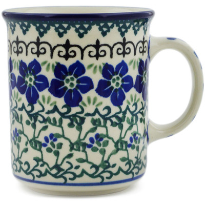 Polish Pottery Mug 10 oz Blue Dogwood