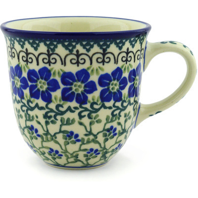 Polish Pottery Mug 10 oz Blue Dogwood