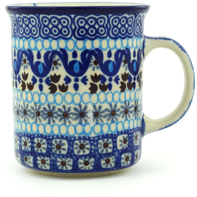 Polish Pottery Mug 10 oz Blue Ice