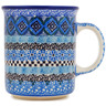 Polish Pottery Mug 10 oz Blue Kaleidoscope UNIKAT
