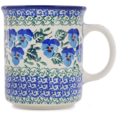 Polish Pottery Mug 10 oz Blue Pansy