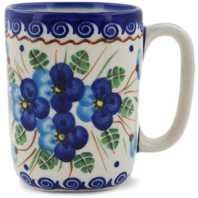 Polish Pottery Mug 10 oz Blue Pansy