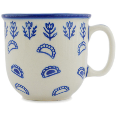 Polish Pottery Mug 10 oz Blue Pierogi
