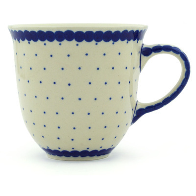 Polish Pottery Mug 10 oz Blue Polka Dot