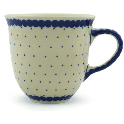 Polish Pottery Mug 10 oz Blue Polka Dot
