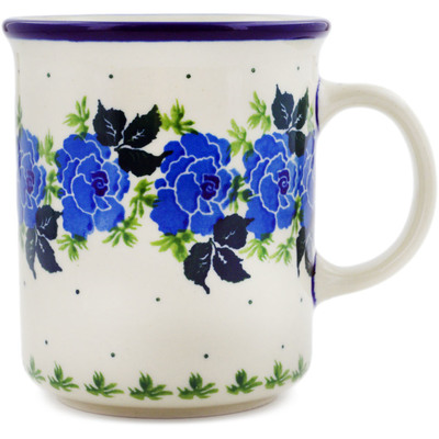 Polish Pottery Mug 10 oz Blue Rose