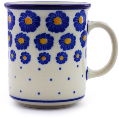 Polish Pottery Mug 10 oz Blue Zinnia