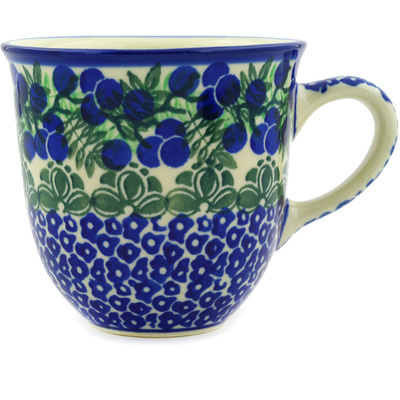 Polish Pottery Mug 10 oz Blueberry Fields Forever