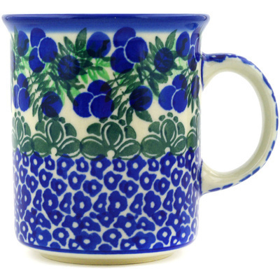 Polish Pottery Mug 10 oz Blueberry Fields Forever