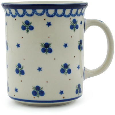 Polish Pottery Mug 10 oz Blueberry Stars