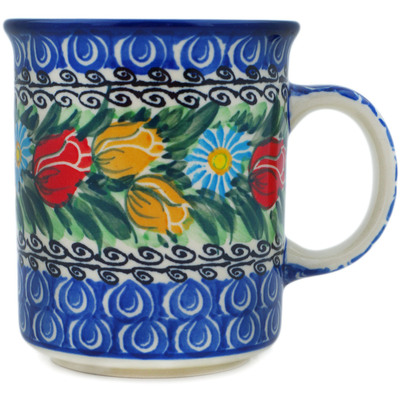 Polish Pottery Mug 10 oz Breathtaking Tulips UNIKAT