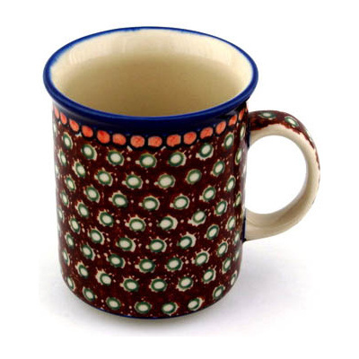 Polish Pottery Mug 10 oz Brown Polka Dot