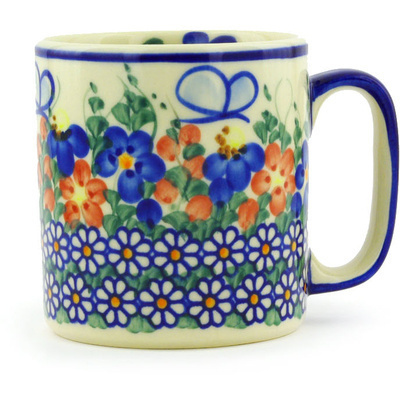 Polish Pottery Mug 10 oz Butterfly Garden UNIKAT