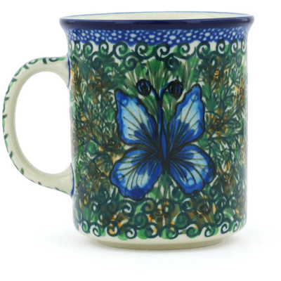 Polish Pottery Mug 10 oz Butterfly Holly UNIKAT